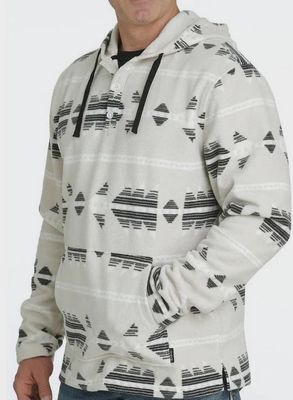 Men's Cinch Pendleton Round-Up White 1/4 Button Hooded Fleece