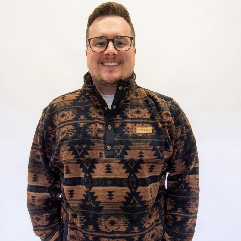 Men's Cinch Pendleton Round-Up 1/4 Brown Aztec Snap Fleece
