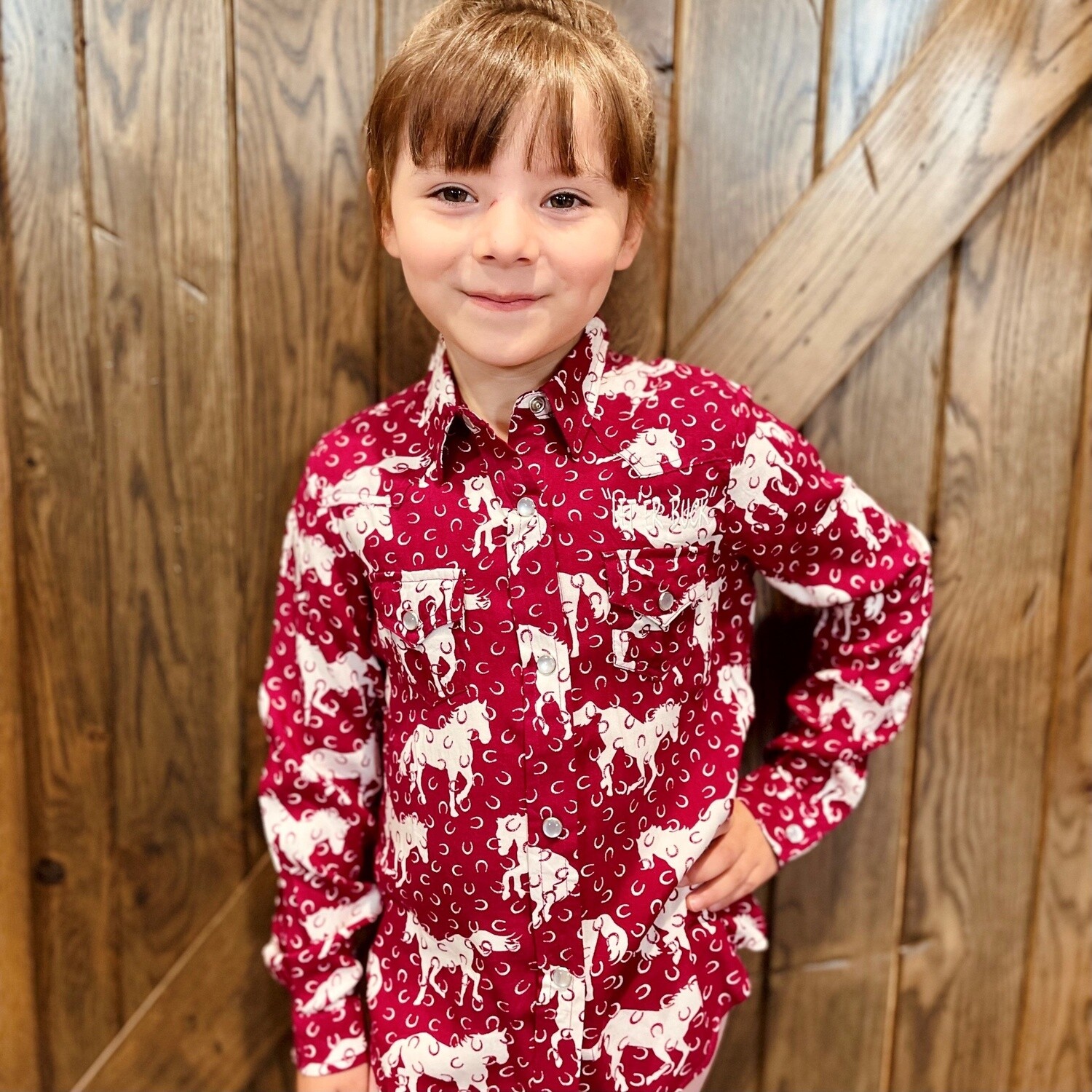 Youth Roper Pendleton Round-Up Horse Long Sleeve Snap