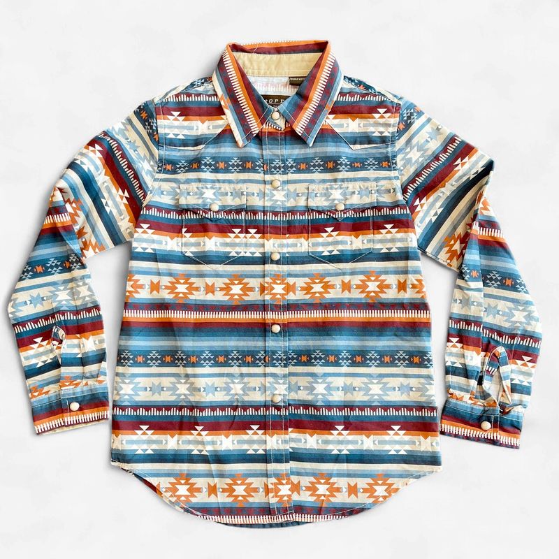 Youth Girls Roper Pendleton Round-Up Aztec Long Sleeve Snap