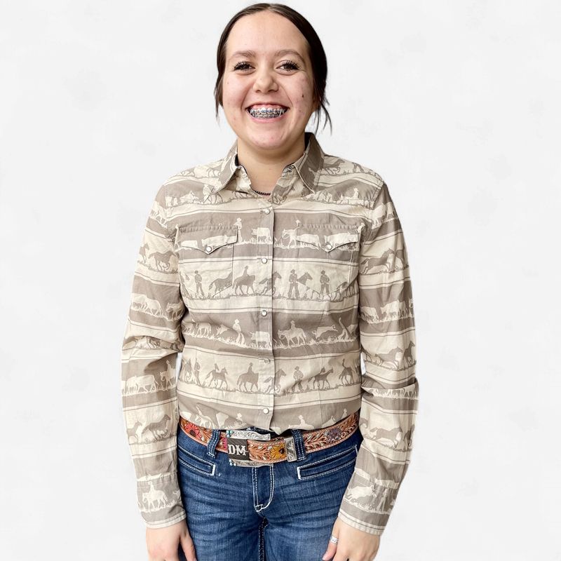 Ladies Roper Pendleton Round-Up Retro Long Sleeve Snap
