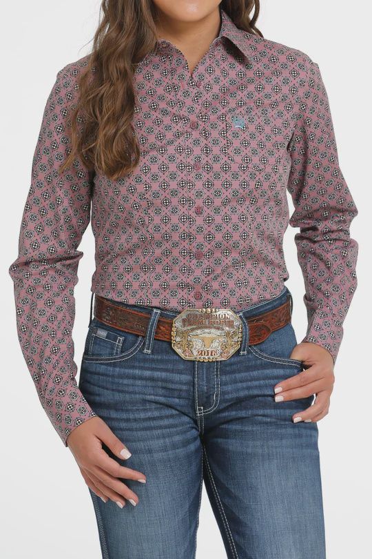 Ladies Cinch Pendleton Round-Up Mauve Long Sleeve Button Up