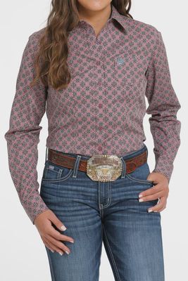 Ladies Cinch Pendleton Round-Up Mauve Long Sleeve Button Up