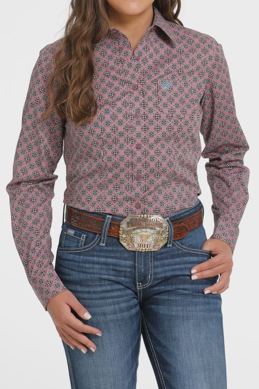 Ladies Cinch Pendleton Round-Up Mauve Long Sleeve Button Up