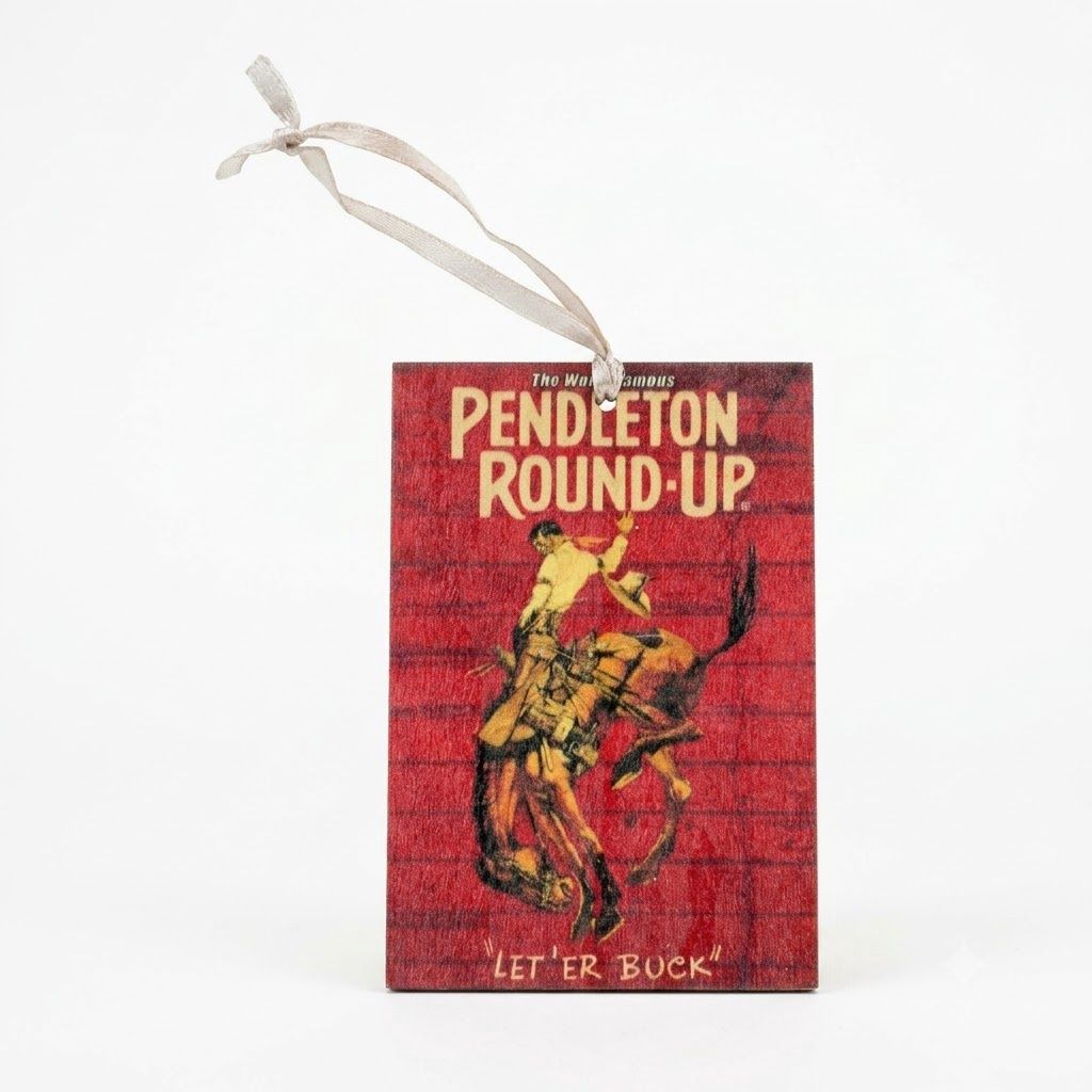 Pendleton Round-Up Wooden Barnwood Ornament