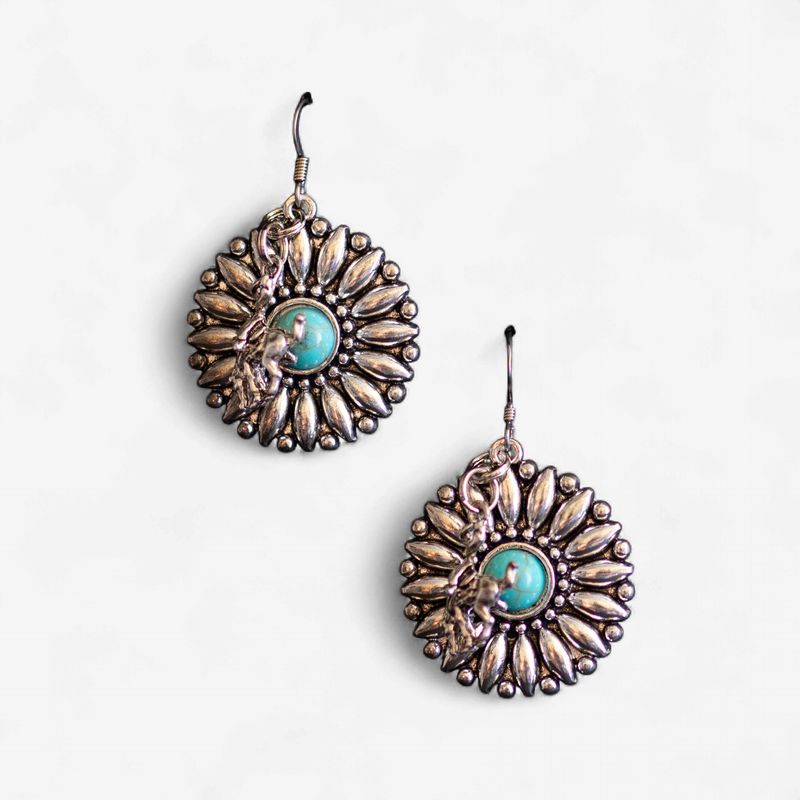 Pendleton Round-Up Turquoise Sunflower Earrings