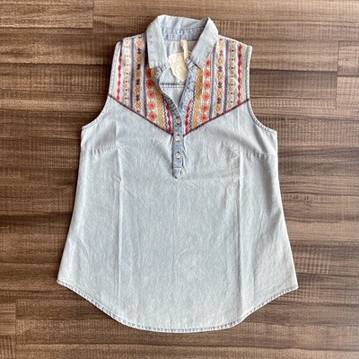 Ladies Roper Pendleton Round-Up Sleeveless Denim Top