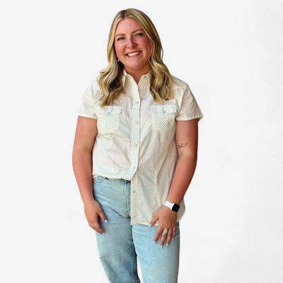 Ladies Pendleton Round-Up Roper Cream Aztec Short Sleeve Snap