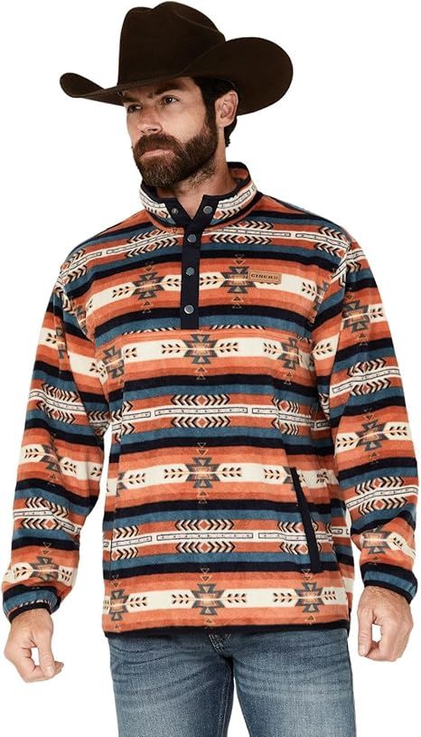 Men's Cinch Pendleton Round-Up 1/4 Orange Snap Fleece