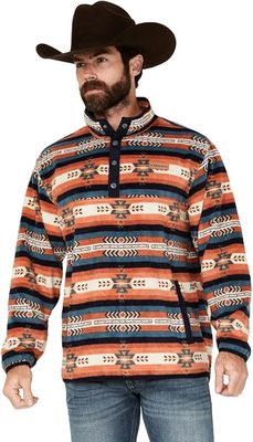 Men's Cinch Pendleton Round-Up 1/4 Orange Snap Fleece
