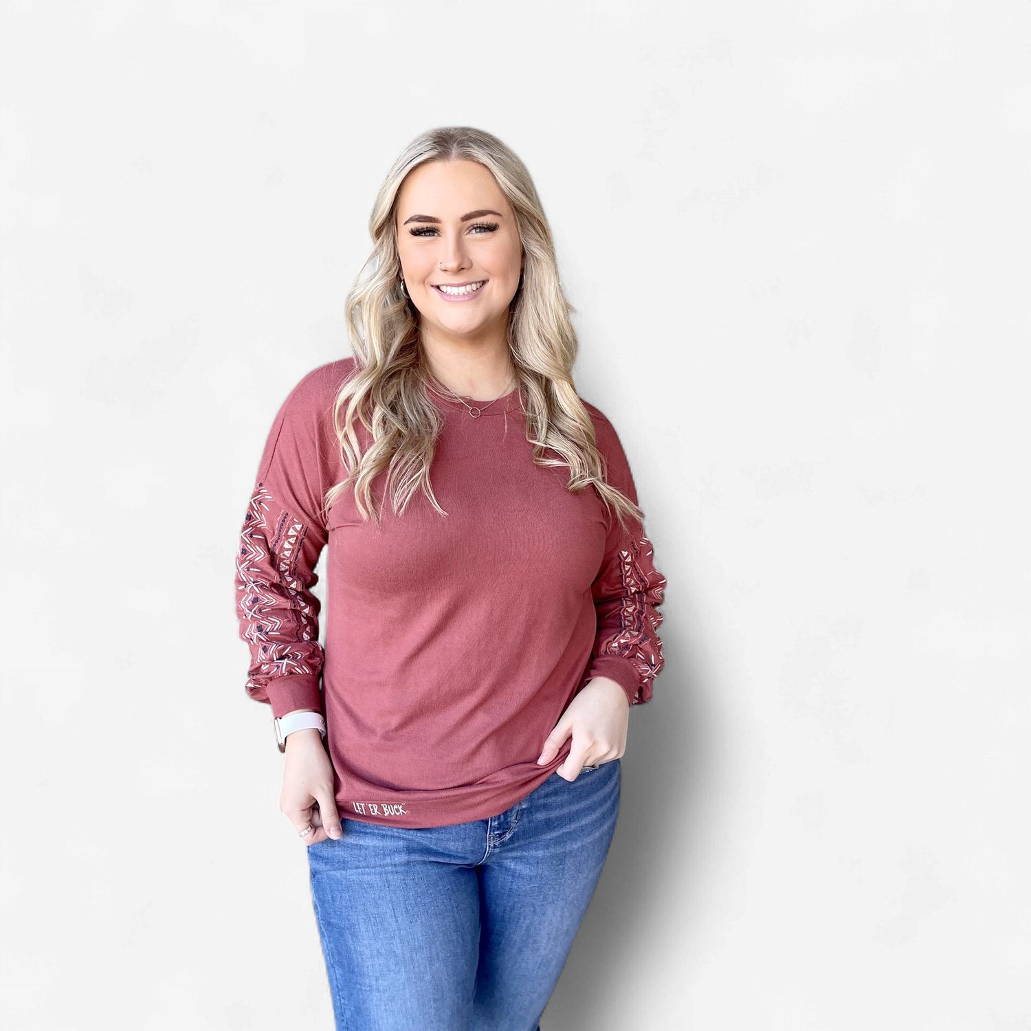 Ladies Cinch Pendleton Round-Up Coral Knit Sweater