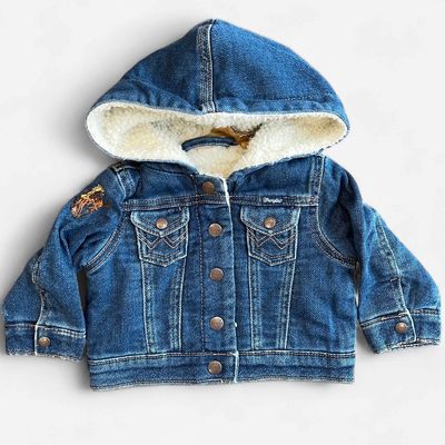 Infant Wrangler Pendleton Round-Up Hooded Denim Jacket w/ Sherpa Lining