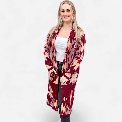 Ladies Hooey Pendleton Round-Up Long Cardigan