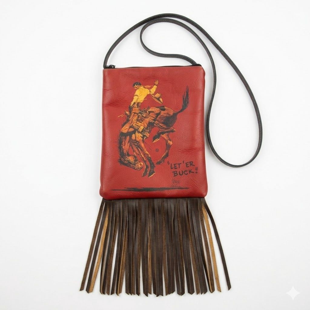 Red Pendleton Round-Up Cross Body Purse w/ Fringe