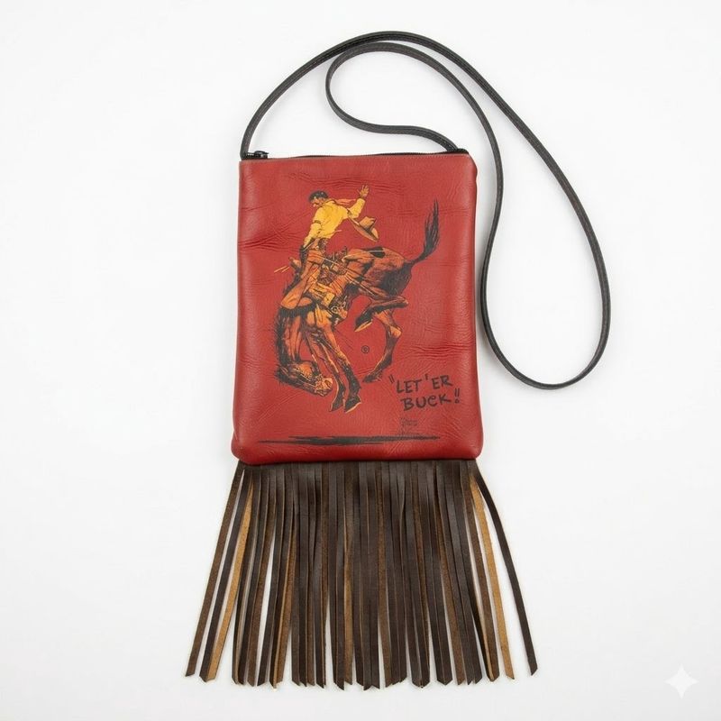 Red Pendleton Round-Up Cross Body Purse w/ Fringe