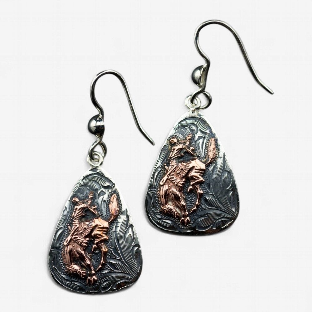 Pendleton Round-Up Vogt Copper Bucking Horse Earrings