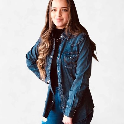 Ladies Wrangler Pendleton Round-Up Denim Long Sleeve Shirt