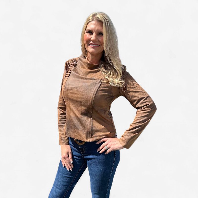 Ladies Montana Co. Pendleton Round-Up Faux Suede Sierra Jacket w/ Fringe