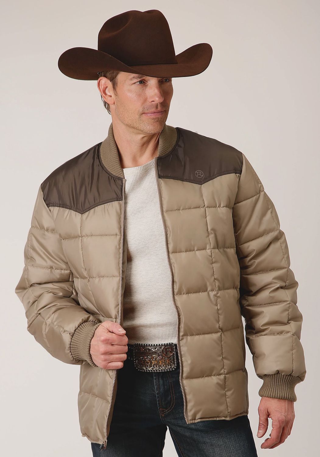 Men's Roper Pendleton Round-Up Tan Quilted Jacket