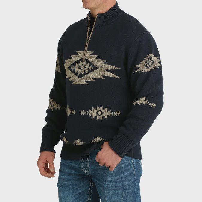 Men's Cinch Pendleton Round-Up 1/4 Zip Diamond Aztec Sweater