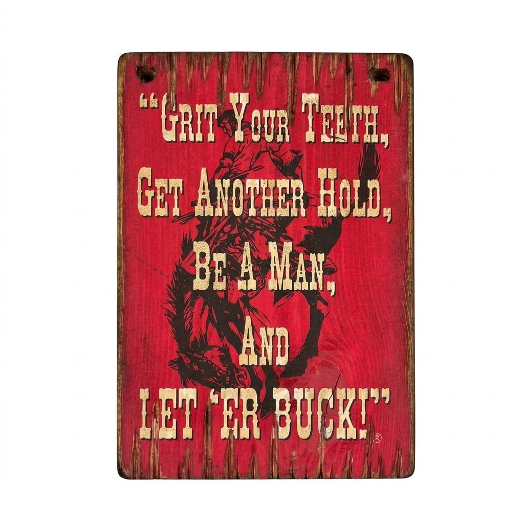 Pendleton Round-Up "Grit Your Teeth" Wooden Sign