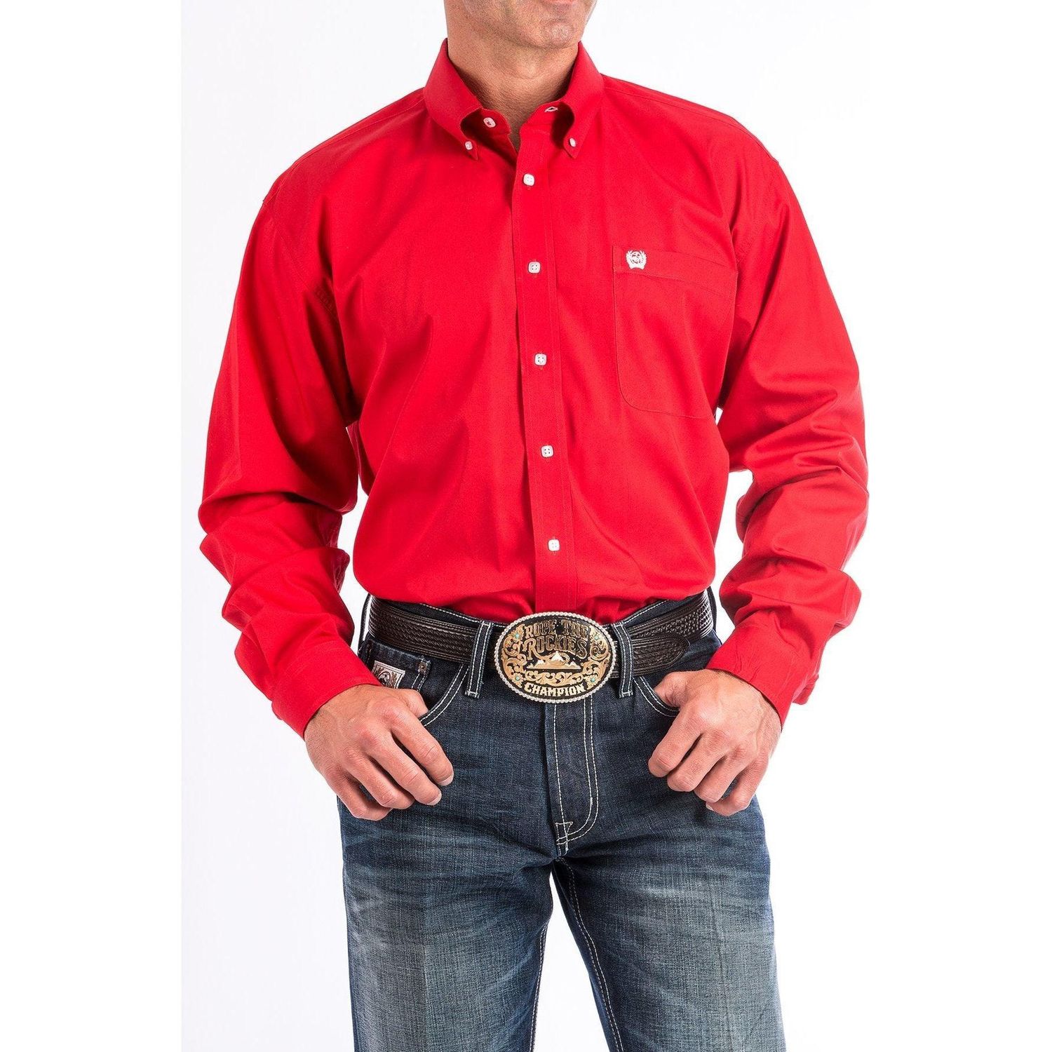 Men's Cinch Pendleton Round-Up Red Long Sleeve Button Up