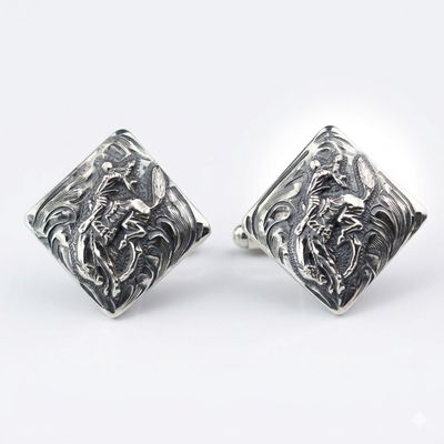 Pendleton Round-Up Vogt Diamond Shape Earrings w/ Silver Bucking Horse