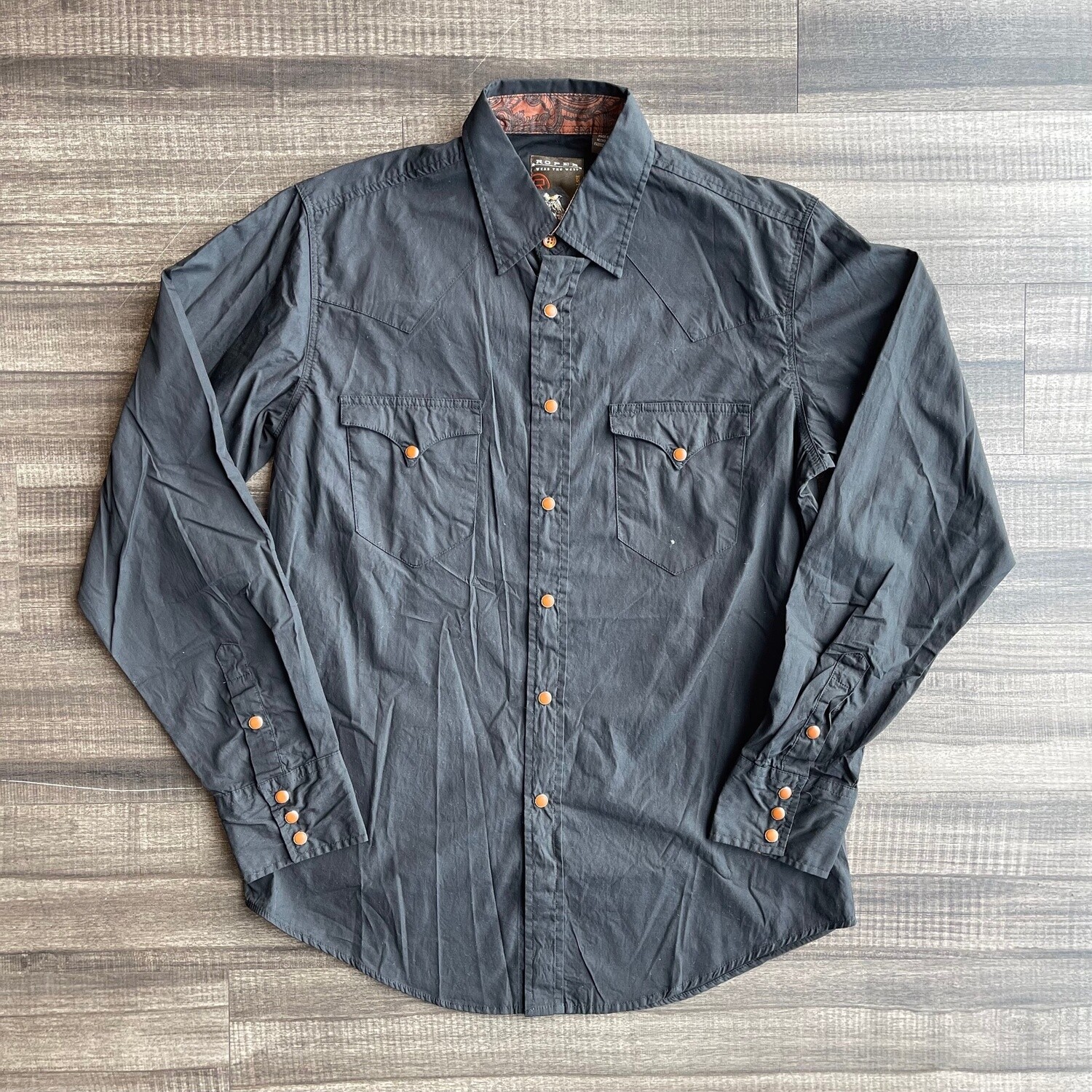 Men's Roper Pendleton Round-Up Black Long Sleeve Snap