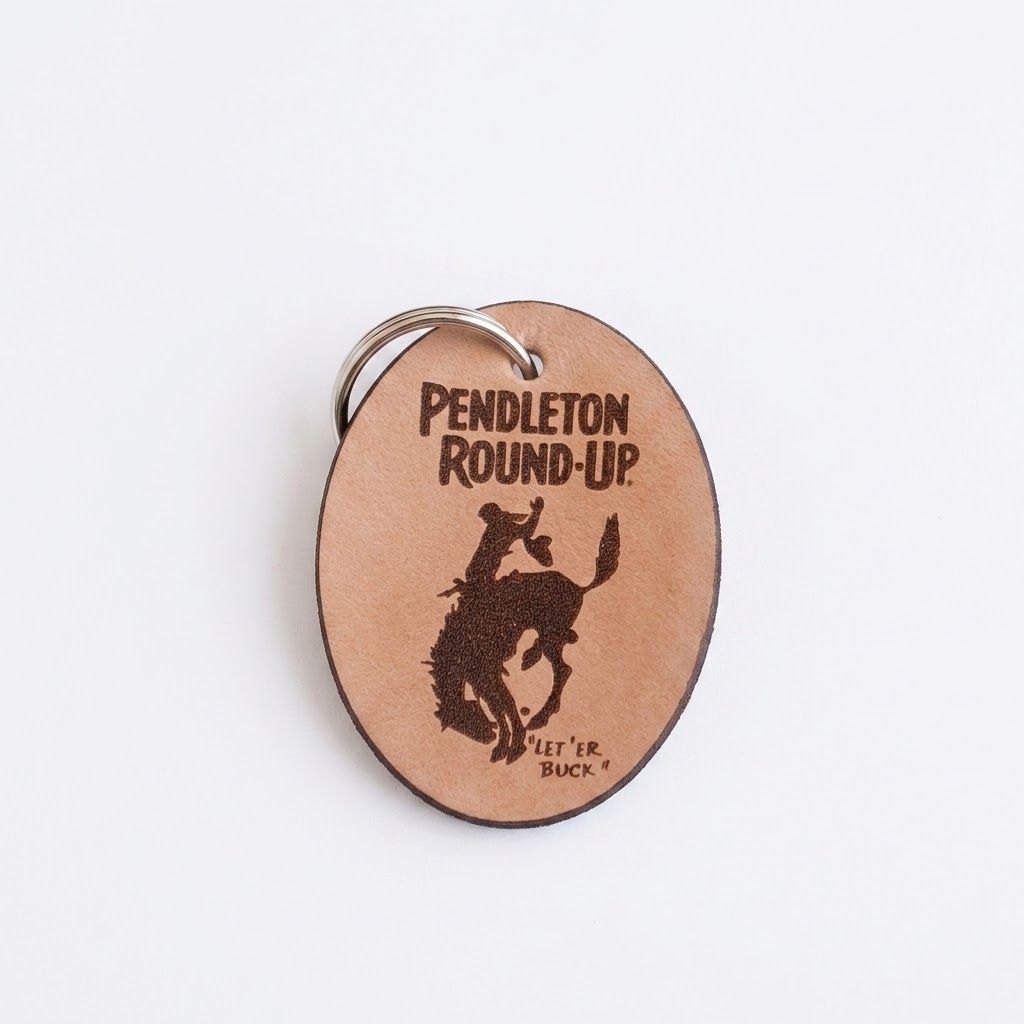Pendleton Round-Up Leather Oval Keychain