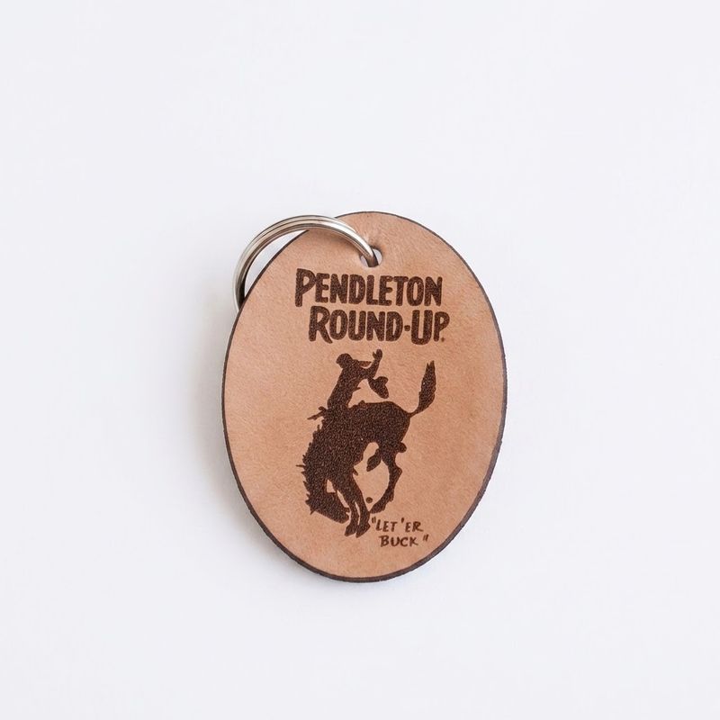 Pendleton Round-Up Leather Oval Keychain