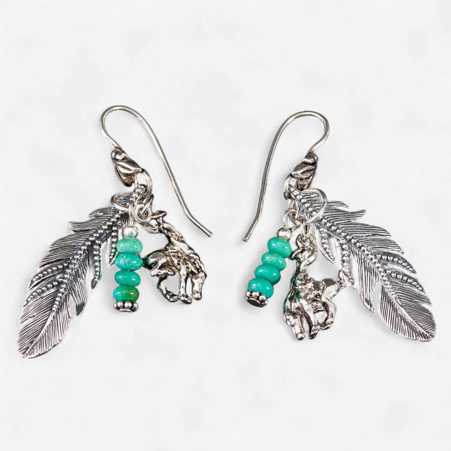 Pendleton Round-Up Turquoise Feather Earrings