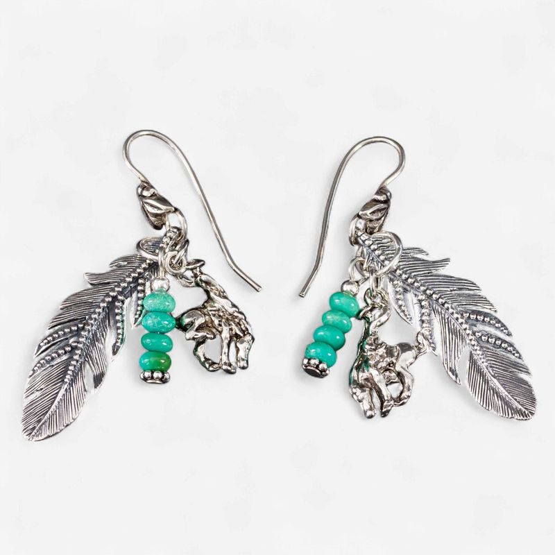 Pendleton Round-Up Turquoise Feather Earrings