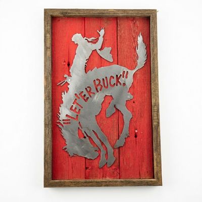 Pendleton Round-Up Framed Barnwood Metal Horse Sign