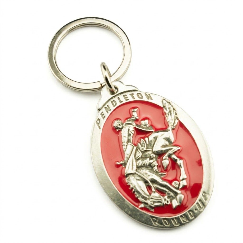 Pendleton Round-Up Pewter Keychain