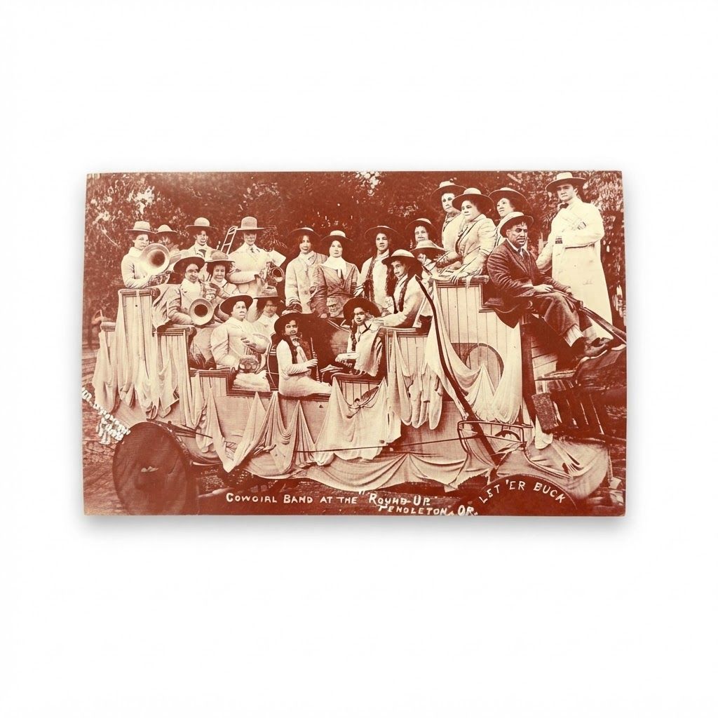Vintage Pendleton Round-Up Cowgirl Band Postcard