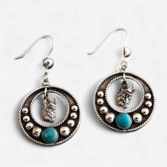 Pendleton Round-Up Vogt Turquoise Stone Dangle Earrings