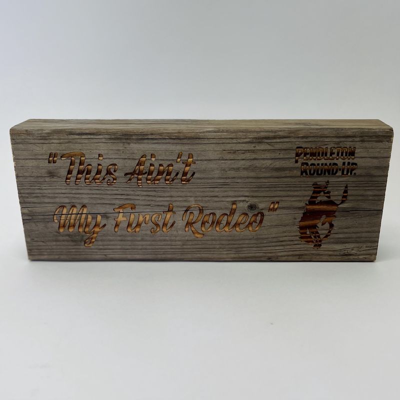 Pendleton Round-Up Wooden Fence Post Sign