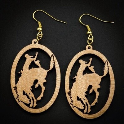 Pendleton Round-Up Oval Wooden Cut Out Earrings