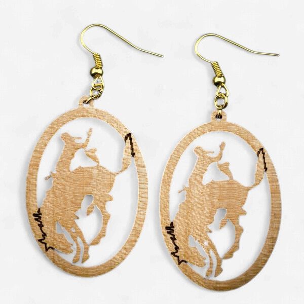 Pendleton Round-Up Oval Wooden Cut Out Earrings