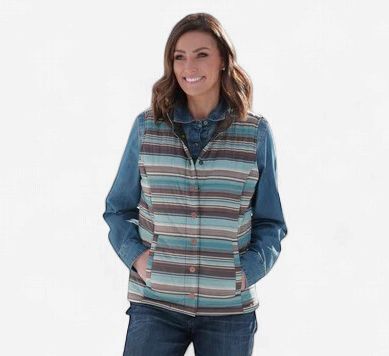 Ladies Cinch Pendleton Round-Up Blue  Stripe Reversible Vest