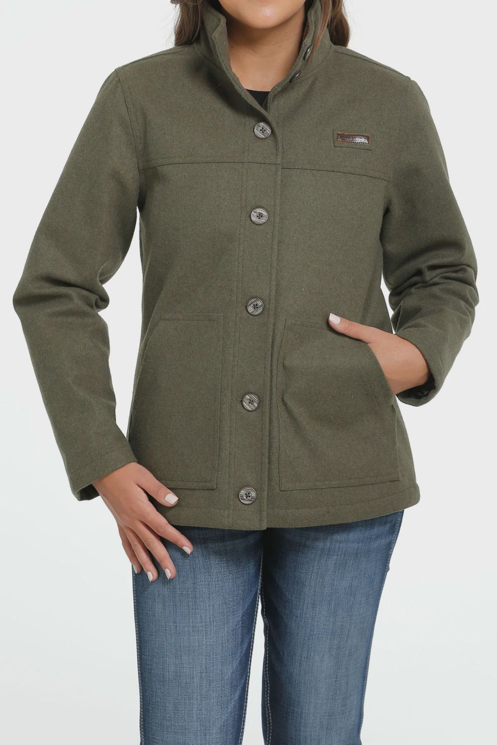 Ladies Cinch Pendleton Round-Up Olive Wooly Coat