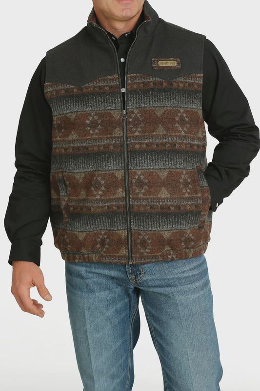 Men's Cinch Pendleton Round-Up Brown Aztec Wool Conceal Carry Vest