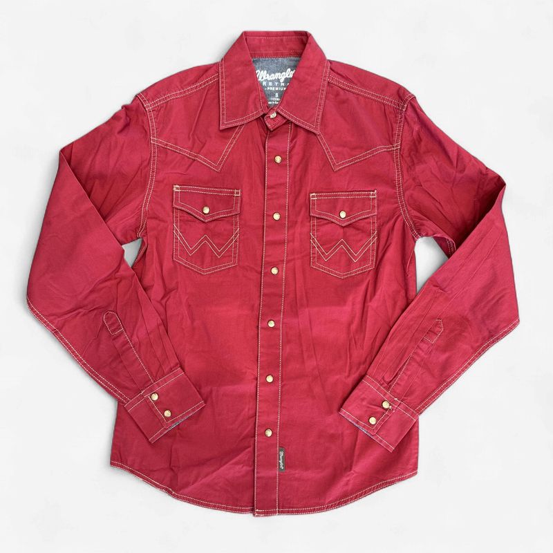 Men's Wrangler Pendleton Round-Up Red Retro Long Sleeve Snap