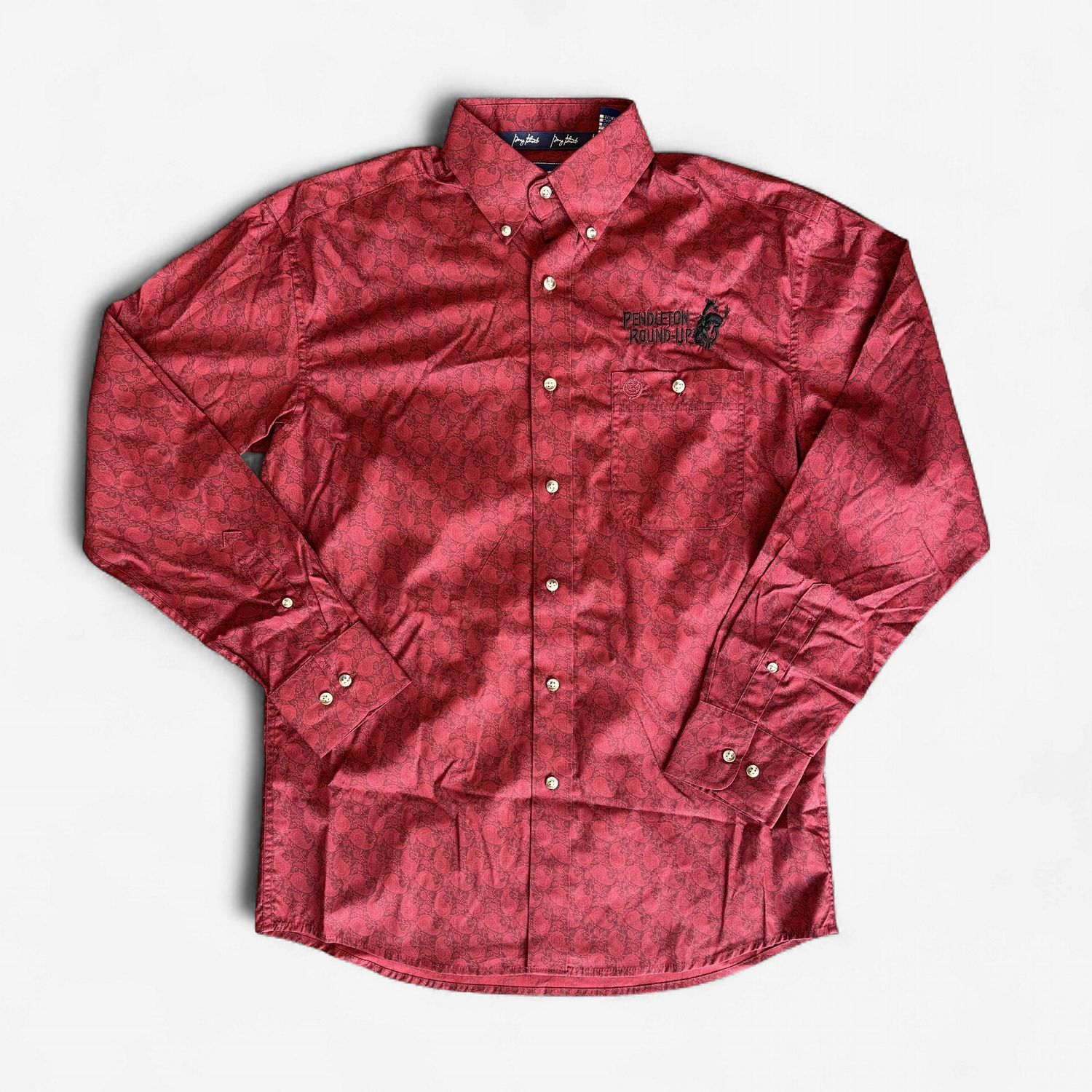 Men's Wrangler Pendleton Round-Up Red Paisley Long Sleeve Button