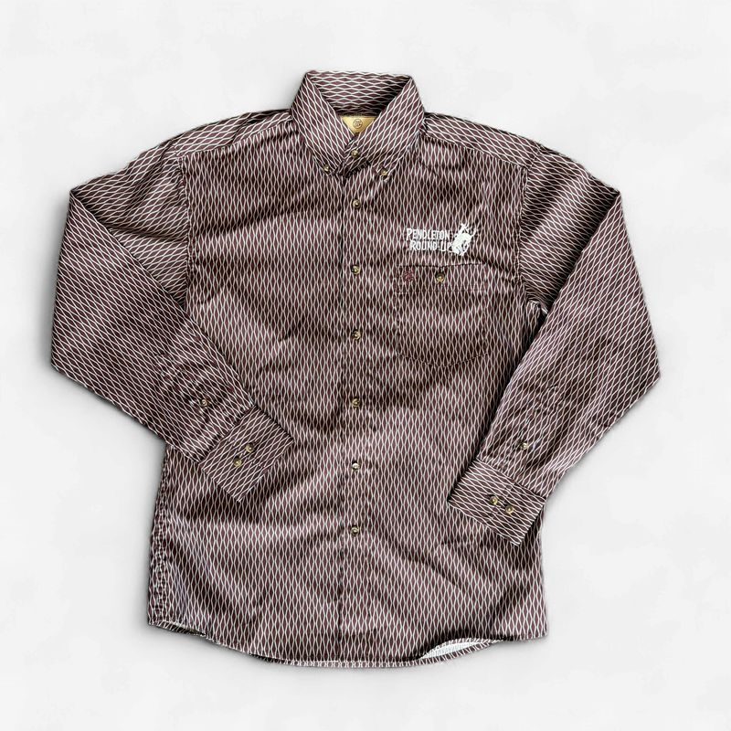 Men's Wrangler Pendleton Round-Up Maroon Long Sleeve Button Up