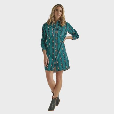 Ladies Wrangler Pendleton Round-Up Teal Corduroy Duster/Dress