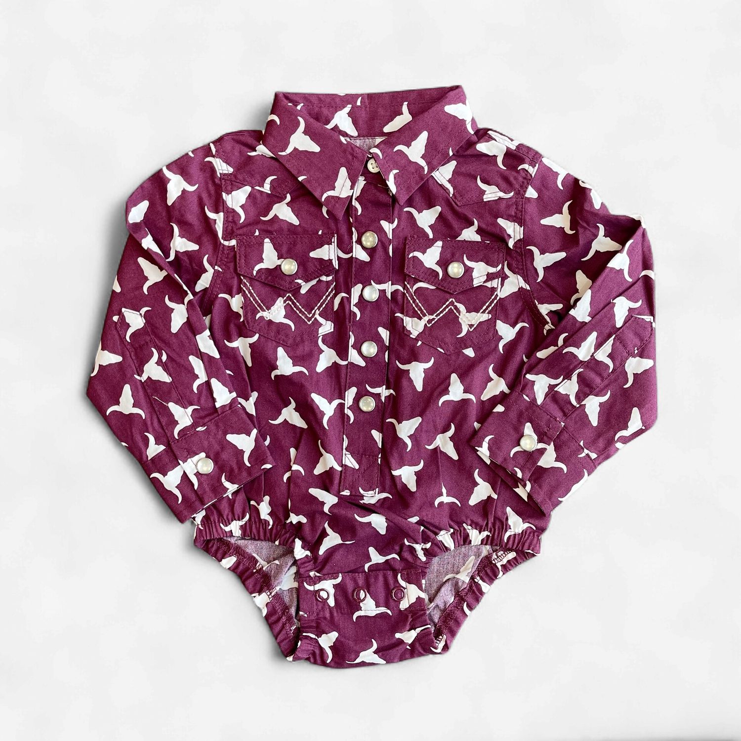Infant Girls Wrangler Pendleton Round Up Burgundy Long Sleeve Onesie