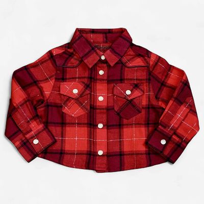 Infant Girls Wrangler Pendleton Round-Up Red Plaid Long Sleeve Snap