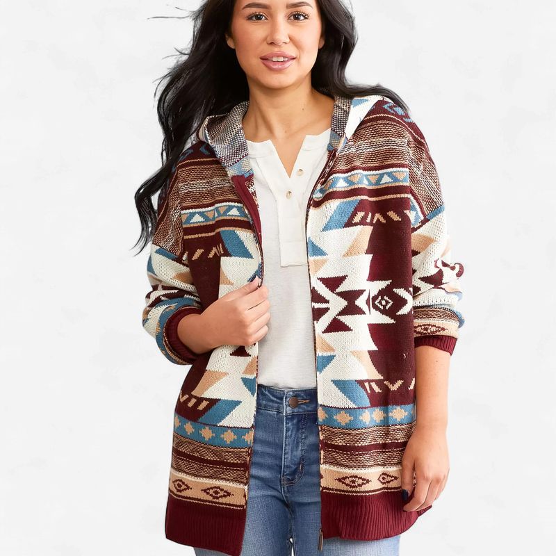 Ladies Wrangler Pendleton Round-Up Burgundy Southwestern Jacket