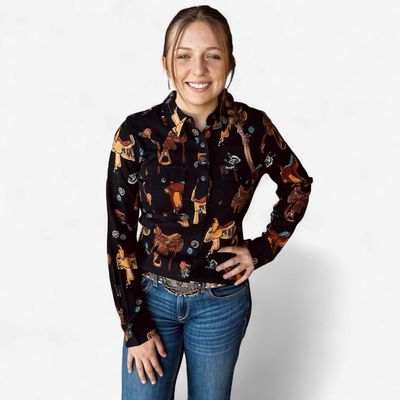 Ladies Wrangler Pendleton Round-Up Saddle Up Long Sleeve Snap
